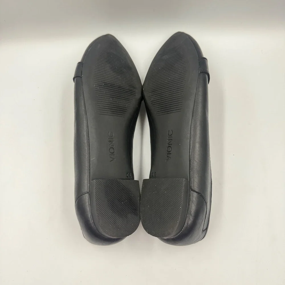 Vionic Savannah Black Leather Croc Embossed Pointed Toe Flat Loafers Womens 8.5